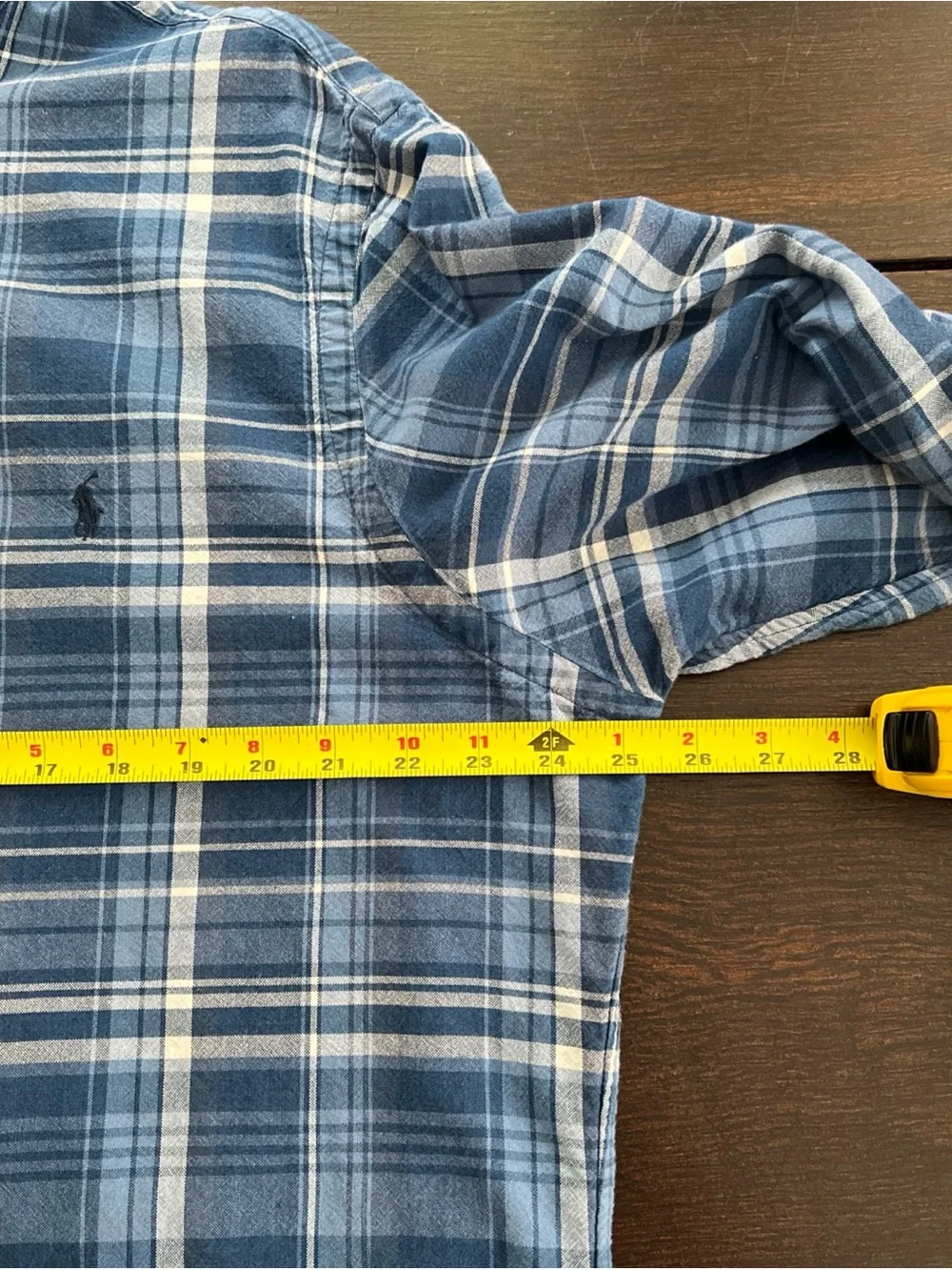 Polo Ralph Lauren Oxford Indigo Blue Plaid LS Button Down Shirt Men 2XL Slim Fit